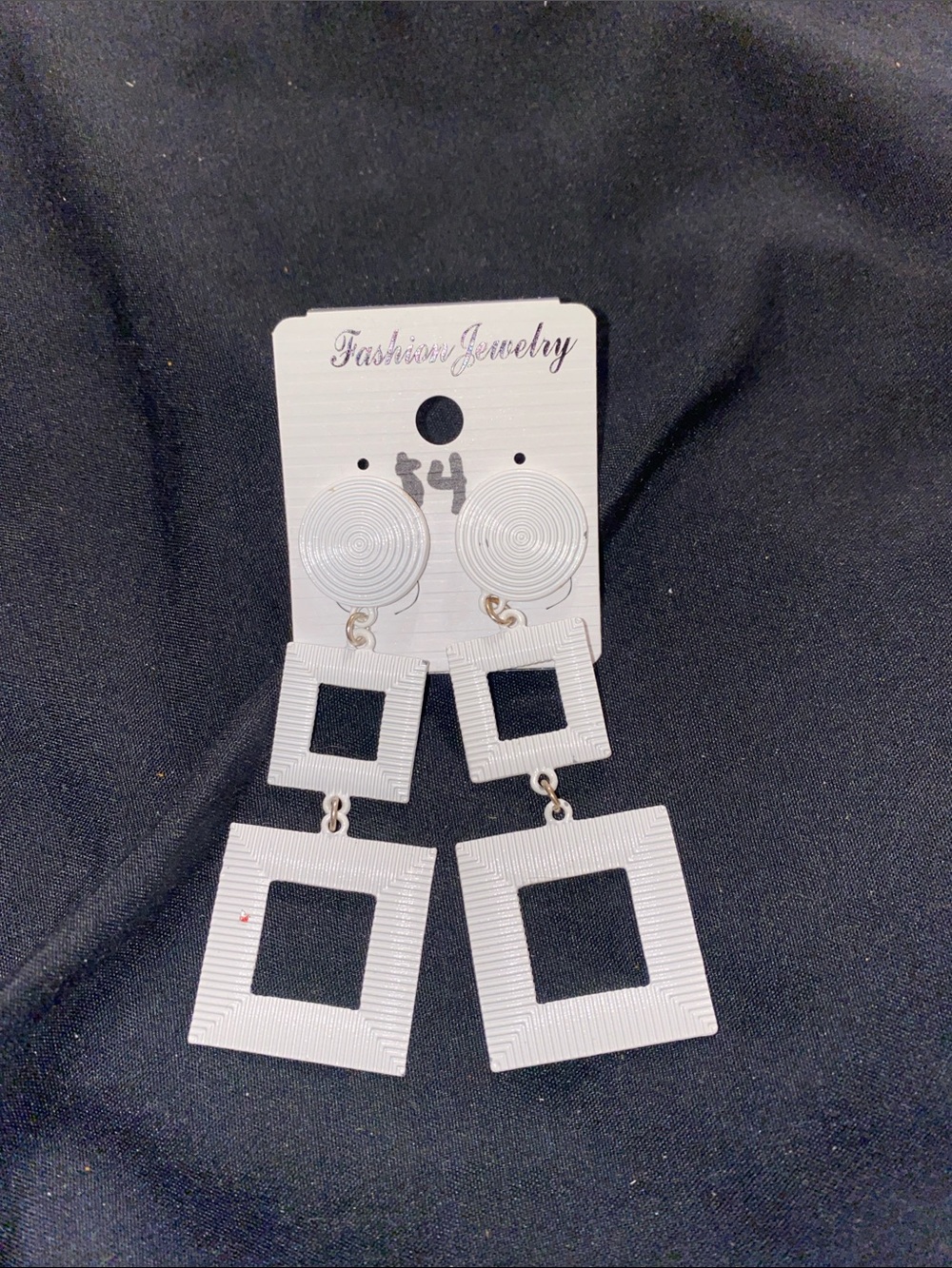 Fashion Jewelry White Layered Square Drop Earrings
